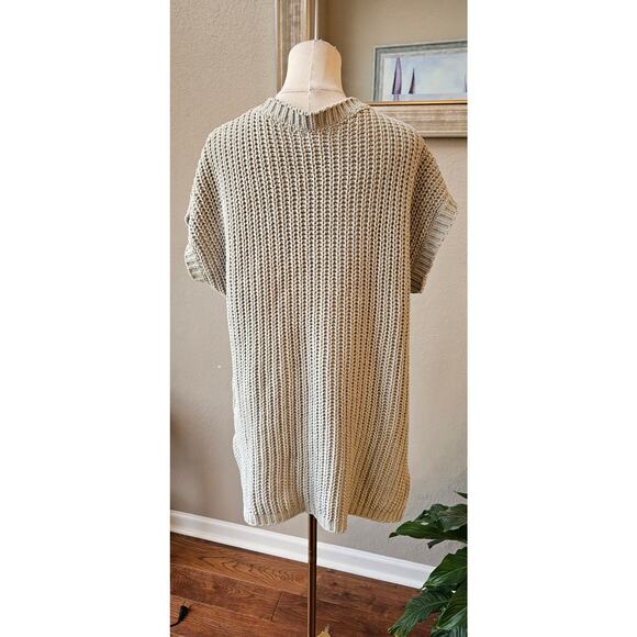 POL V-Neck Oversized Chenille One Pocket Knit Pullover Sweater Women Size S Gray - Picture 3 of 5